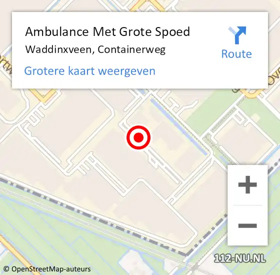 Locatie op kaart van de 112 melding: Ambulance Met Grote Spoed Naar Waddinxveen, Containerweg op 14 september 2021 10:05