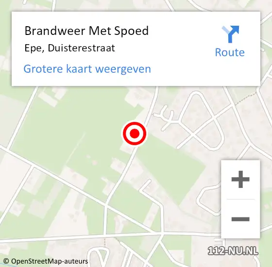 Locatie op kaart van de 112 melding: Brandweer Met Spoed Naar Epe, Duisterestraat op 14 september 2021 10:17