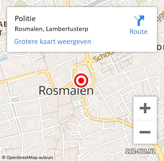 Locatie op kaart van de 112 melding: Politie Rosmalen, Lambertusterp op 14 september 2021 10:26