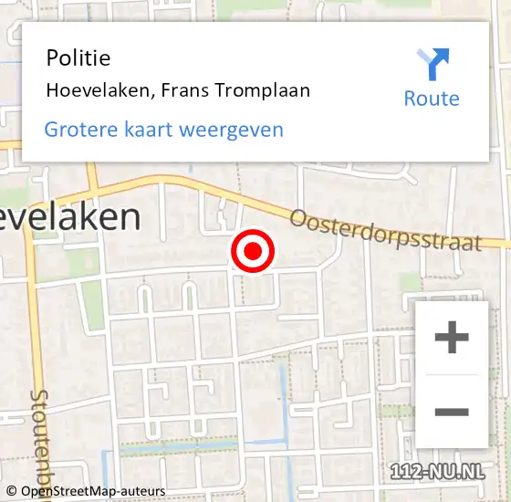 Locatie op kaart van de 112 melding: Politie Hoevelaken, Frans Tromplaan op 14 september 2021 10:29