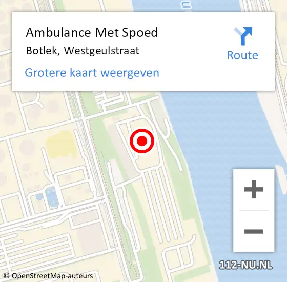 Locatie op kaart van de 112 melding: Ambulance Met Spoed Naar Botlek, Westgeulstraat op 14 september 2021 10:42