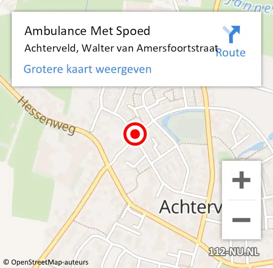 Locatie op kaart van de 112 melding: Ambulance Met Spoed Naar Achterveld, Walter van Amersfoortstraat op 14 september 2021 11:05