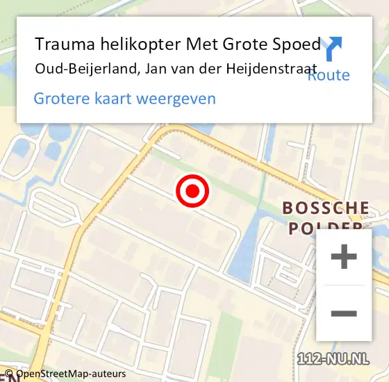 Locatie op kaart van de 112 melding: Trauma helikopter Met Grote Spoed Naar Oud-Beijerland, Jan van der Heijdenstraat op 14 september 2021 11:19