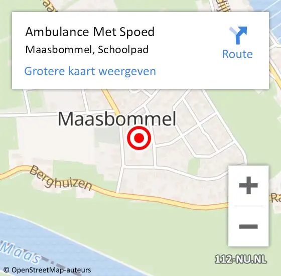 Locatie op kaart van de 112 melding: Ambulance Met Spoed Naar Maasbommel, Schoolpad op 14 september 2021 11:35