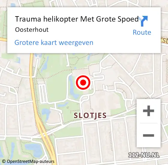 Locatie op kaart van de 112 melding: Trauma helikopter Met Grote Spoed Naar Oosterhout op 14 september 2021 11:46