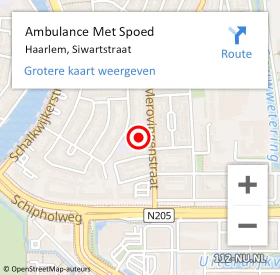 Locatie op kaart van de 112 melding: Ambulance Met Spoed Naar Haarlem, Siwartstraat op 14 september 2021 12:04