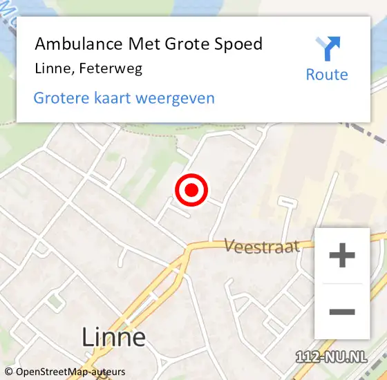 Locatie op kaart van de 112 melding: Ambulance Met Grote Spoed Naar Linne, Feterweg op 14 september 2021 12:11