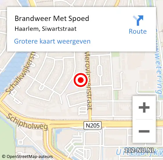 Locatie op kaart van de 112 melding: Brandweer Met Spoed Naar Haarlem, Siwartstraat op 14 september 2021 12:21