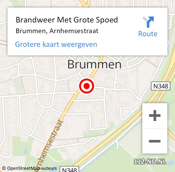 Locatie op kaart van de 112 melding: Brandweer Met Grote Spoed Naar Brummen, Arnhemsestraat op 14 september 2021 12:24