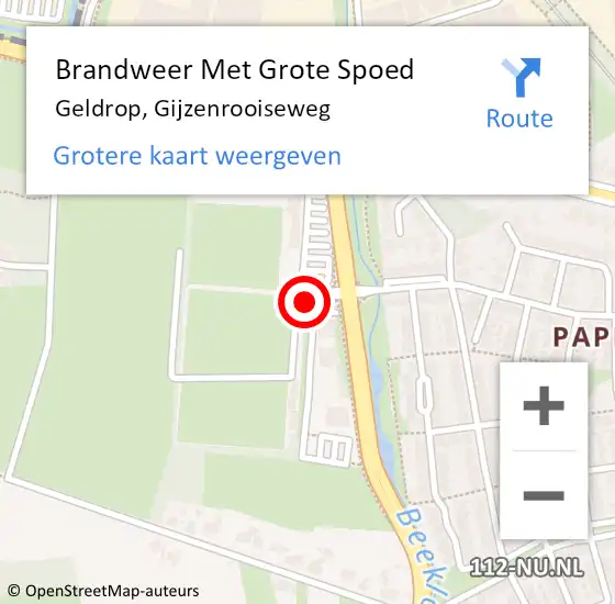 Locatie op kaart van de 112 melding: Brandweer Met Grote Spoed Naar Geldrop, Gijzenrooiseweg op 14 september 2021 12:52