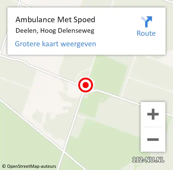 Locatie op kaart van de 112 melding: Ambulance Met Spoed Naar Deelen, Hoog Delenseweg op 14 september 2021 12:55