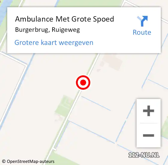 Locatie op kaart van de 112 melding: Ambulance Met Grote Spoed Naar Burgerbrug, Ruigeweg op 14 september 2021 13:11