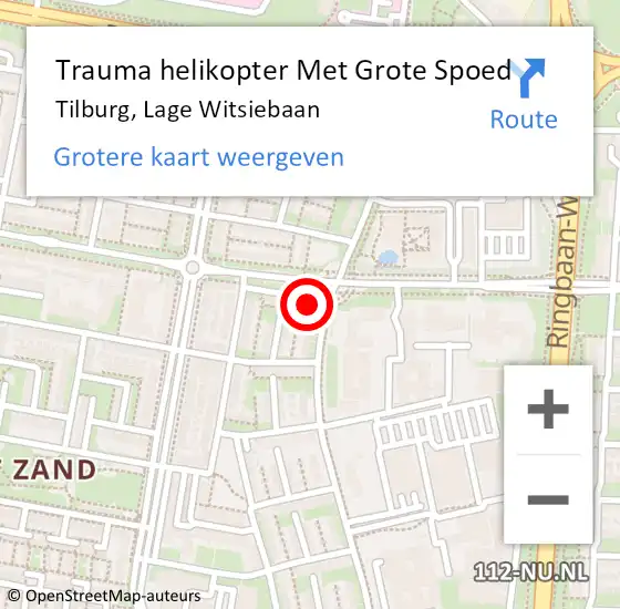 Locatie op kaart van de 112 melding: Trauma helikopter Met Grote Spoed Naar Tilburg, Lage Witsiebaan op 14 september 2021 13:15