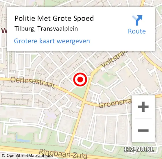 Locatie op kaart van de 112 melding: Politie Met Grote Spoed Naar Tilburg, Transvaalplein op 14 september 2021 13:37