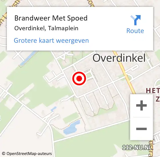 Locatie op kaart van de 112 melding: Brandweer Met Spoed Naar Overdinkel, Talmaplein op 14 september 2021 13:51