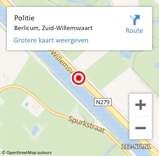 Locatie op kaart van de 112 melding: Politie Berlicum, Zuid-Willemsvaart op 14 september 2021 14:08
