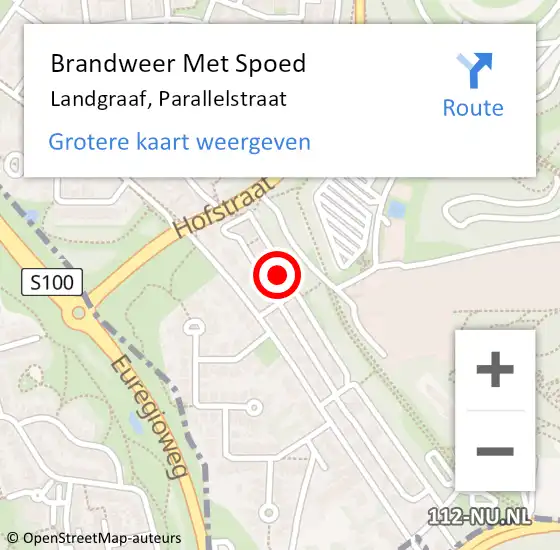 Locatie op kaart van de 112 melding: Brandweer Met Spoed Naar Landgraaf, Parallelstraat op 14 september 2021 14:10