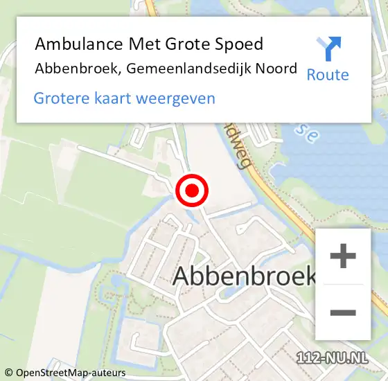 Locatie op kaart van de 112 melding: Ambulance Met Grote Spoed Naar Abbenbroek, Gemeenlandsedijk Noord op 14 september 2021 14:17