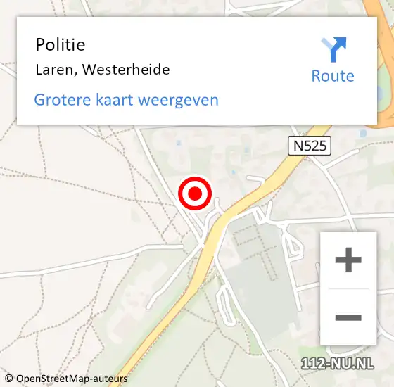 Locatie op kaart van de 112 melding: Politie Laren, Westerheide op 14 september 2021 14:30