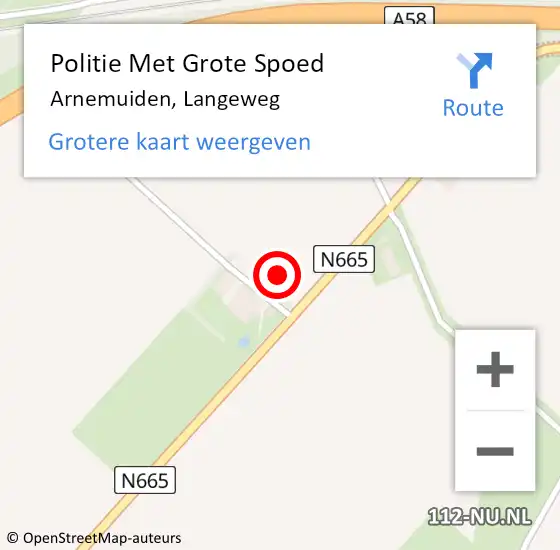 Locatie op kaart van de 112 melding: Politie Met Grote Spoed Naar Arnemuiden, Langeweg op 14 september 2021 14:32