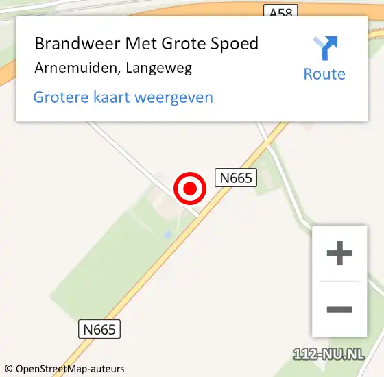 Locatie op kaart van de 112 melding: Brandweer Met Grote Spoed Naar Arnemuiden, Langeweg op 14 september 2021 14:34