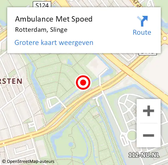 Locatie op kaart van de 112 melding: Ambulance Met Spoed Naar Rotterdam, Slinge op 14 september 2021 15:00