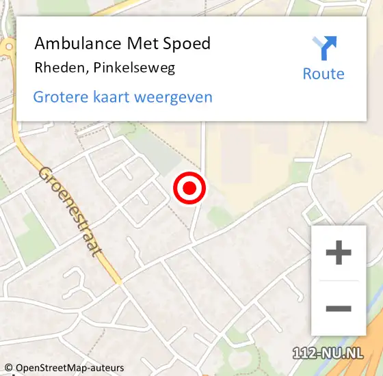 Locatie op kaart van de 112 melding: Ambulance Met Spoed Naar Rheden, Pinkelseweg op 14 september 2021 15:22