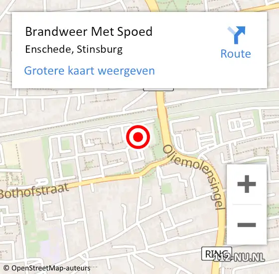 Locatie op kaart van de 112 melding: Brandweer Met Spoed Naar Enschede, Stinsburg op 14 september 2021 15:37