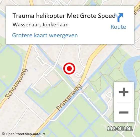 Locatie op kaart van de 112 melding: Trauma helikopter Met Grote Spoed Naar Wassenaar, Jonkerlaan op 14 september 2021 15:57