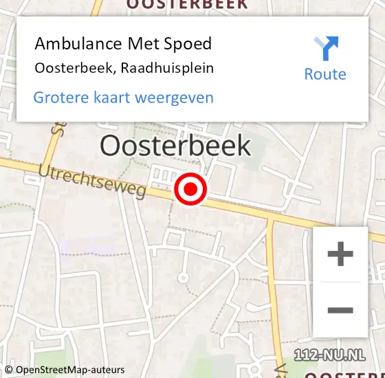 Locatie op kaart van de 112 melding: Ambulance Met Spoed Naar Oosterbeek, Raadhuisplein op 14 september 2021 16:00