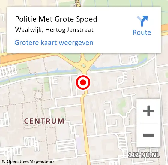 Locatie op kaart van de 112 melding: Politie Met Grote Spoed Naar Waalwijk, Hertog Janstraat op 14 september 2021 16:20