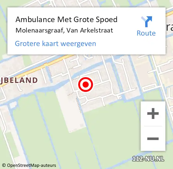 Locatie op kaart van de 112 melding: Ambulance Met Grote Spoed Naar Molenaarsgraaf, Van Arkelstraat op 23 juni 2014 01:37