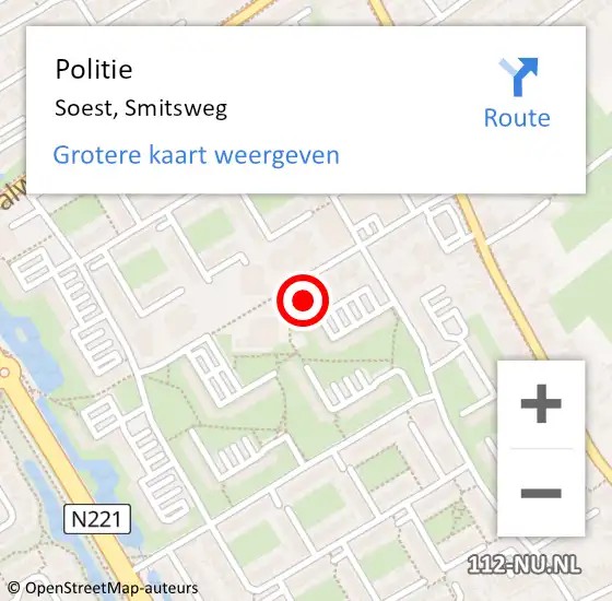 Locatie op kaart van de 112 melding: Politie Soest, Smitsweg op 23 juni 2014 01:37