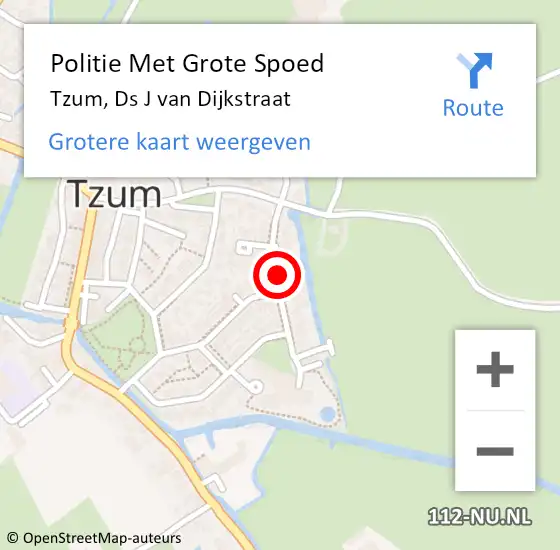 Locatie op kaart van de 112 melding: Politie Met Grote Spoed Naar Tzum, Ds J van Dijkstraat op 14 september 2021 16:41