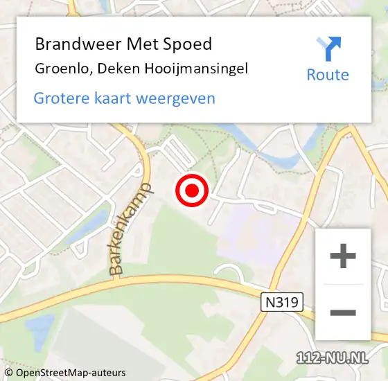 Locatie op kaart van de 112 melding: Brandweer Met Spoed Naar Groenlo, Deken Hooijmansingel op 14 september 2021 16:41