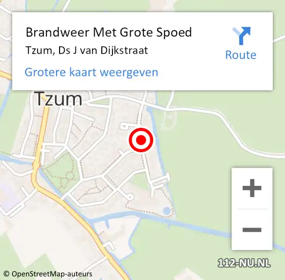 Locatie op kaart van de 112 melding: Brandweer Met Grote Spoed Naar Tzum, Ds J van Dijkstraat op 14 september 2021 16:42