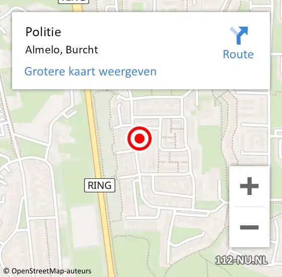 Locatie op kaart van de 112 melding: Politie Almelo, Burcht op 14 september 2021 16:45