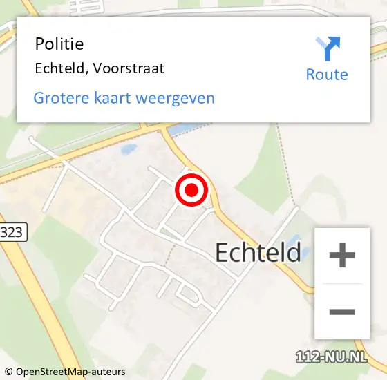 Locatie op kaart van de 112 melding: Politie Echteld, Voorstraat op 14 september 2021 16:46