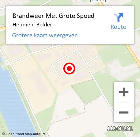 Locatie op kaart van de 112 melding: Brandweer Met Grote Spoed Naar Heumen, Bolder op 14 september 2021 16:58