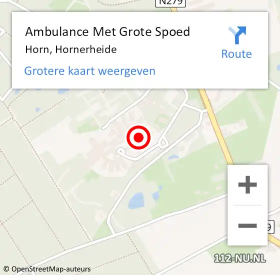 Locatie op kaart van de 112 melding: Ambulance Met Grote Spoed Naar Horn, Hornerheide op 14 september 2021 16:59