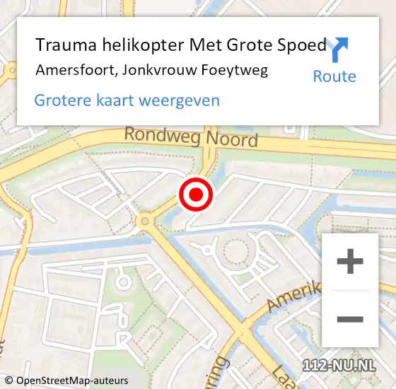 Locatie op kaart van de 112 melding: Trauma helikopter Met Grote Spoed Naar Amersfoort, Jonkvrouw Foeytweg op 14 september 2021 17:08