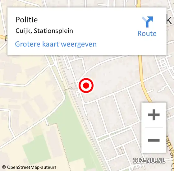 Locatie op kaart van de 112 melding: Politie Cuijk, Stationsplein op 14 september 2021 17:26