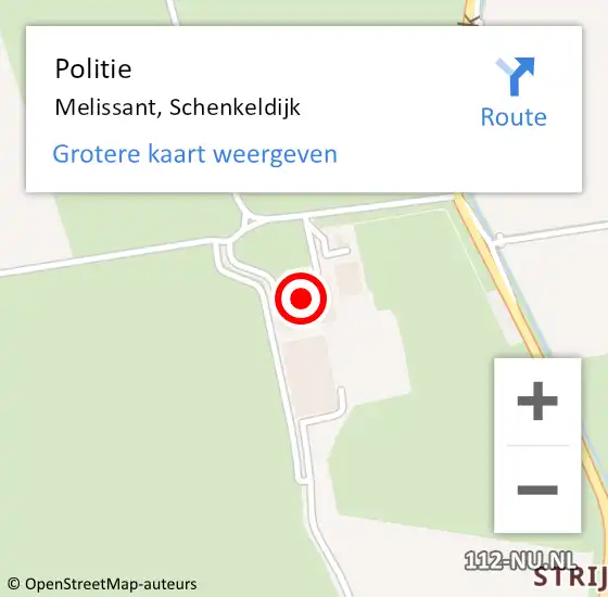 Locatie op kaart van de 112 melding: Politie Melissant, Schenkeldijk op 14 september 2021 17:56