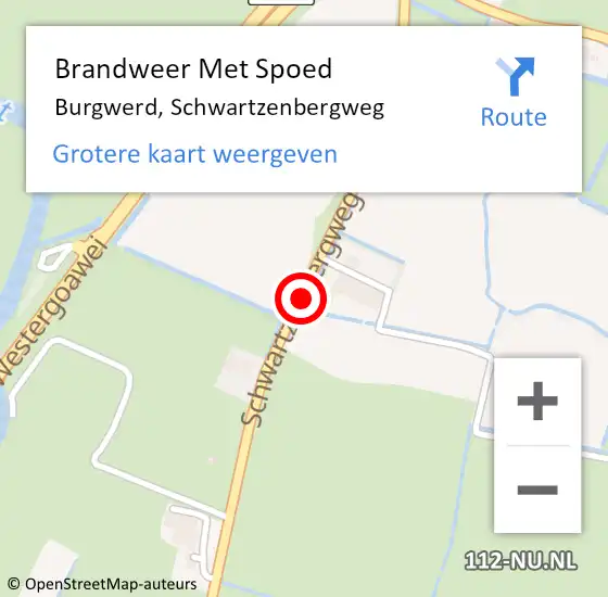 Locatie op kaart van de 112 melding: Brandweer Met Spoed Naar Burgwerd, Schwartzenbergweg op 14 september 2021 18:28