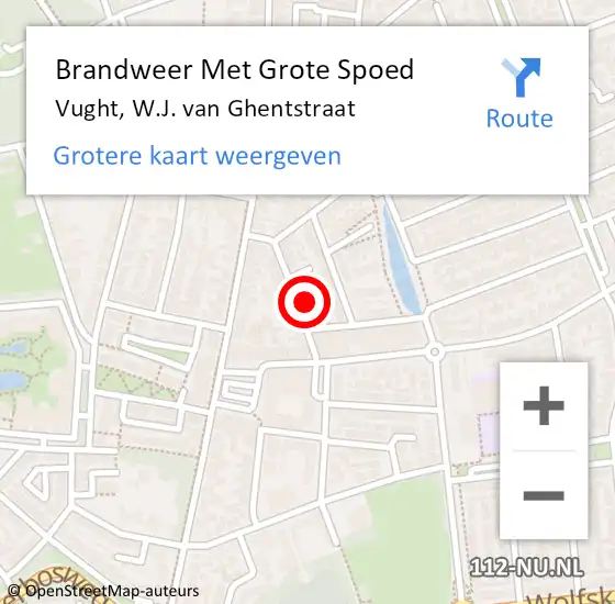 Locatie op kaart van de 112 melding: Brandweer Met Grote Spoed Naar Vught, W.J. van Ghentstraat op 14 september 2021 18:38