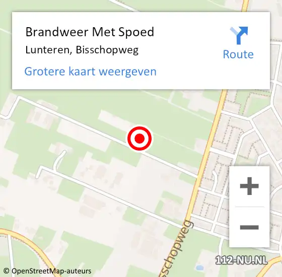 Locatie op kaart van de 112 melding: Brandweer Met Spoed Naar Lunteren, Bisschopweg op 14 september 2021 18:40