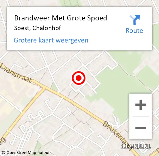 Locatie op kaart van de 112 melding: Brandweer Met Grote Spoed Naar Soest, Chalonhof op 14 september 2021 18:46