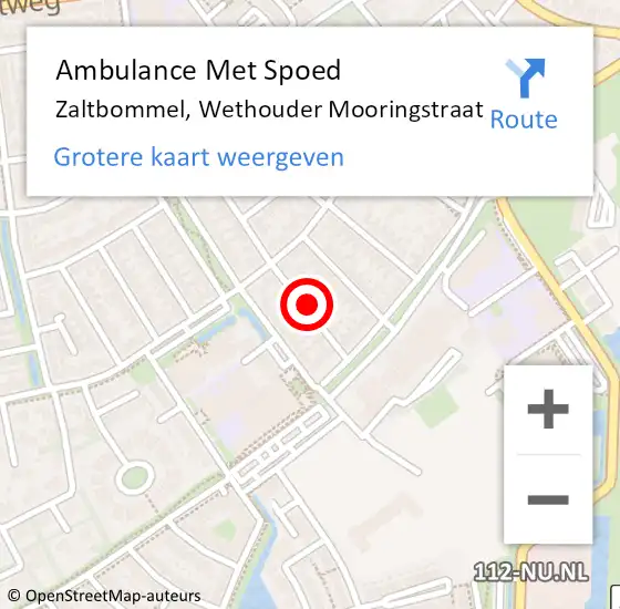 Locatie op kaart van de 112 melding: Ambulance Met Spoed Naar Zaltbommel, Wethouder Mooringstraat op 14 september 2021 18:48