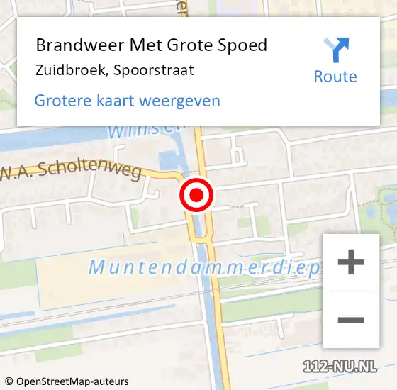 Locatie op kaart van de 112 melding: Brandweer Met Grote Spoed Naar Zuidbroek, Spoorstraat op 23 juni 2014 02:18