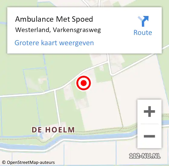 Locatie op kaart van de 112 melding: Ambulance Met Spoed Naar Westerland, Varkensgrasweg op 14 september 2021 18:52